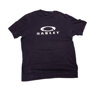 Oakley Graphic T-Shirt Mens 2XL Black Good Distressed Logo Short Sleeve Tee